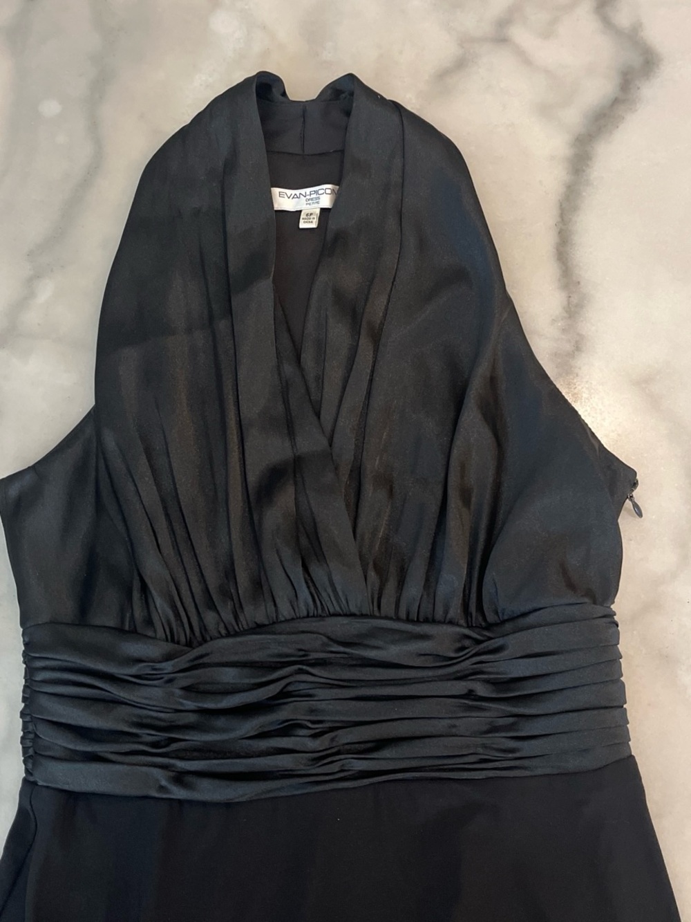 Evan Picone Black Satin Finish Halter Evening Gown - Picture 3 of 5